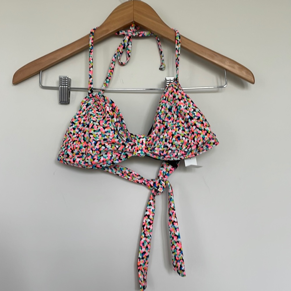 Old Navy Tie Bikini Top Fluorescent Printed Multi-Colored Sz S NWT